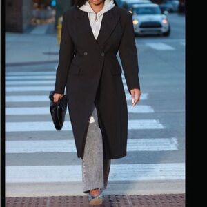 Exaggerated Shoulder Maxi Blazer Coat Balenciaga Vibes